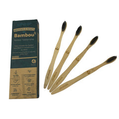 MINIHIP - Ensemble de 4 brosses à dents en bambou et charbon