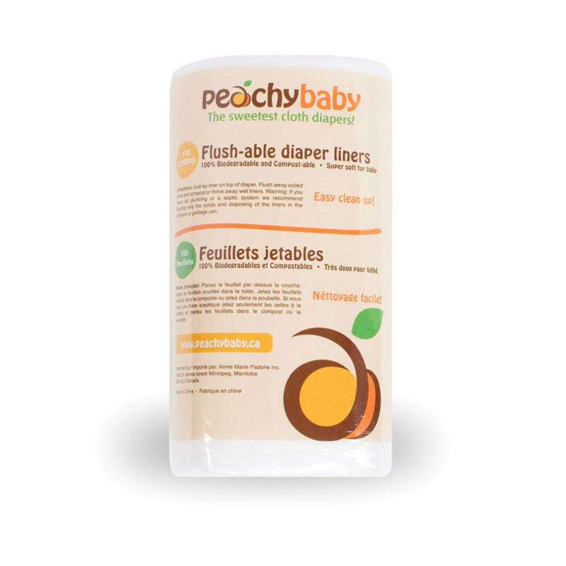 100 Feuillets larges jetables compostables/biodégradables Peachy Baby